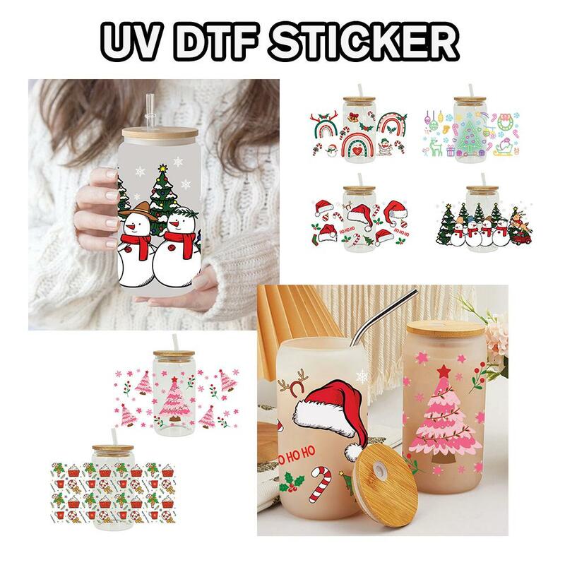 DIY Snowman Cup Sticker UV DTF Christmas Cup Wrap Transfer Sticker Rub On Transfers For Furniture Crafting Decorative Stick T0U3