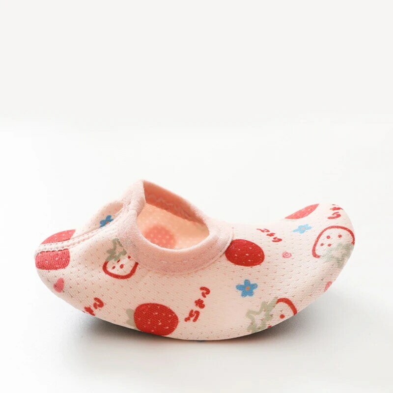 Bebê da criança de malha fruta impressão piso meias sapatos de bebê sola de borracha anti-deslizamento meias recém-nascidos indoor caminhada aprendizagem meias 0-24m