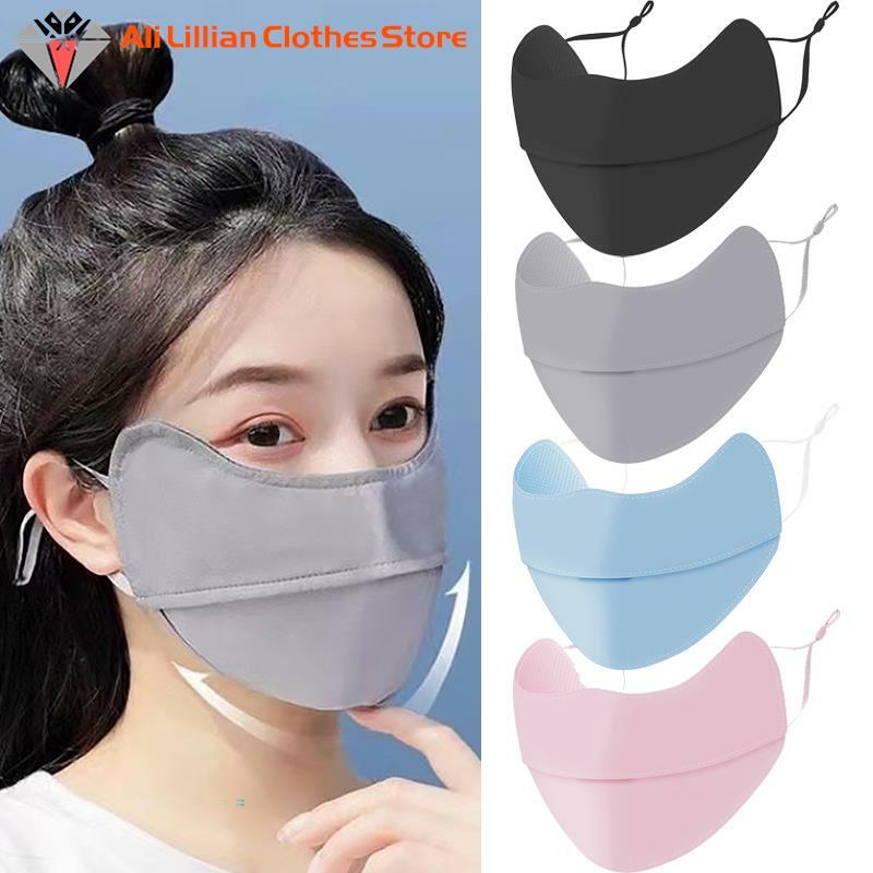 Summer Anti-UV Quick-drying Face Cover Ice Silk Sunscreen Mask Women Scarf Breathable Lady Face Protection Hanging Ear Headband