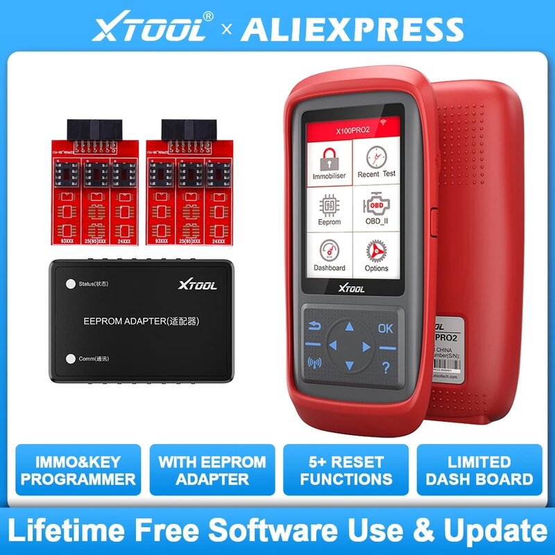 XTOOL X100 Pro2 Programmer kunci otomatis, alat diagnostik mobil IMMO OBD2 diagnostik pemindai otomotif dengan Adapter EEPROM gratis Update