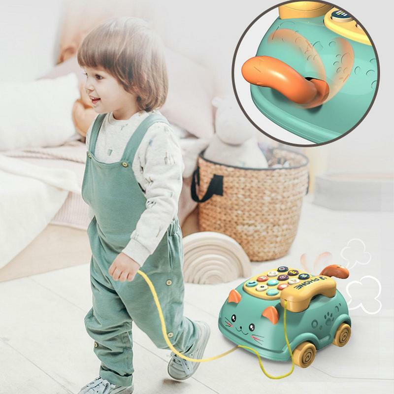 Toddler Musical Phone Toy Mini Cartoon Telephone Learning Machine with Lights Sound Montessori Early Educational Toy Gift