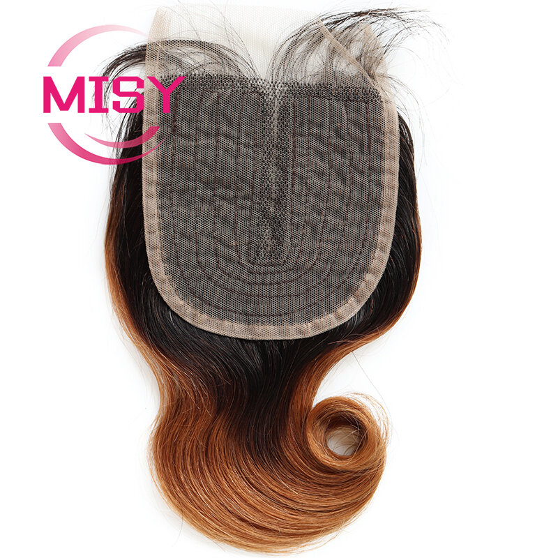 Perruque Lace Closure Wig 100% naturelle brésilienne, Body Wave, 4x1, T-Part, partie centrale, attachée à la main, avec Baby Hair, 8 10 amaran