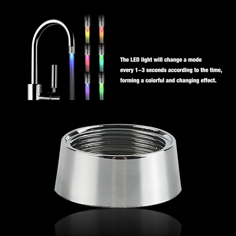24mm-22mm Led Luminous Faucet Adapter Compact Portable Durable ABS Temperature Control Led Light Faucet Colorful Effect Adapter