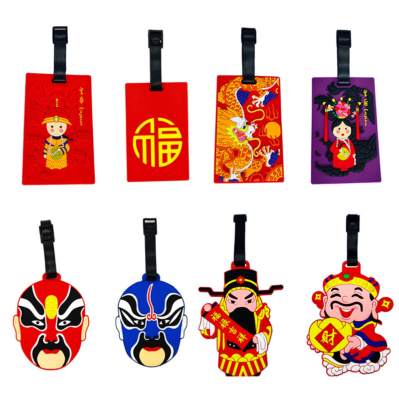Étiquette de bagage portable en PVC souple des douze signes du zodiaque chinois, étiquette d'embarquement de bagages de voyage, porte-adresse d'identification, cadeau de dessin animé