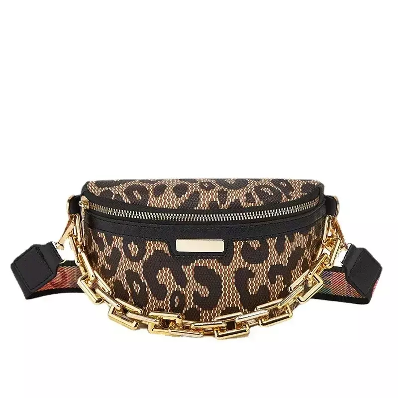Anel leopardo simples Print Cross Body Waistpack para mulheres, bolsa de lazer, tendência da moda, corrente, novo, YSB05, 2023