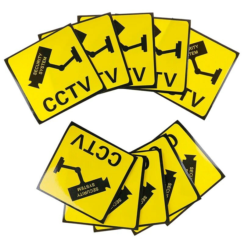 10 szt. Naklejki na kamera ochrony alarmowe nadzoru wideo CCTV znaki ostrzegawcze
