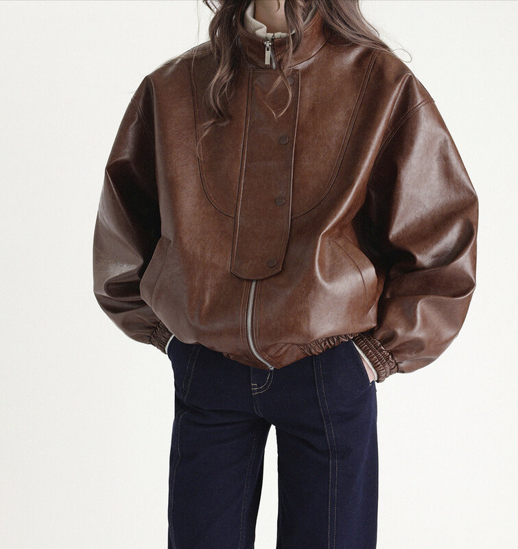 Женская винтажная куртка-пилот из натуральной воловьей кожи, E31