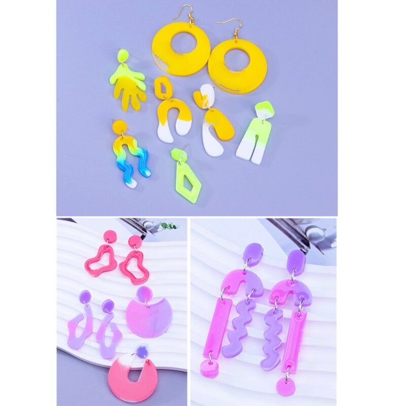 4Pcs/set Crystal Silicone Earrings Mold Set Crystal Epoxy Resin Casting Molds