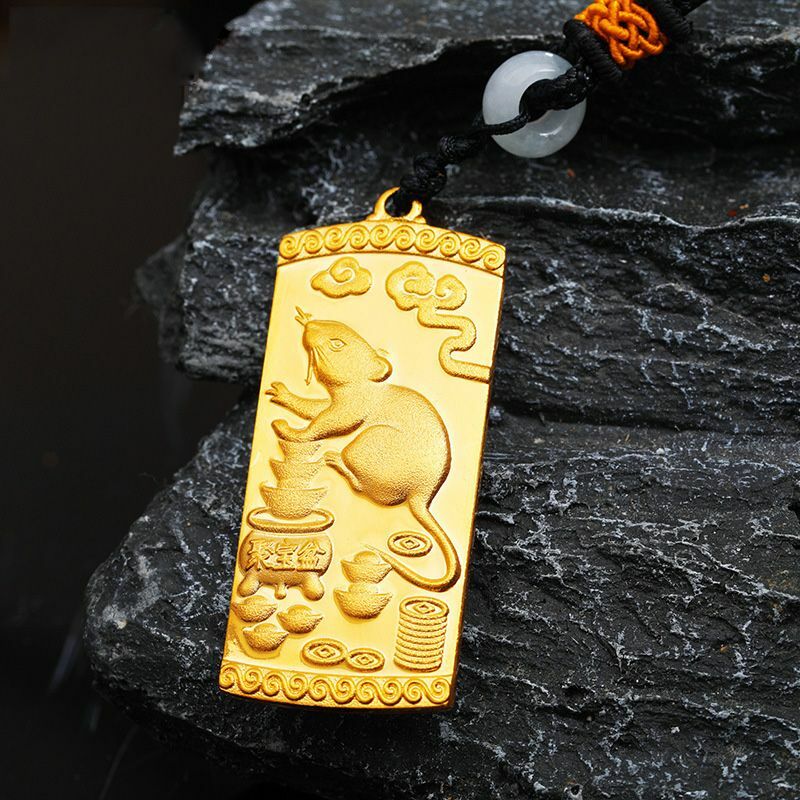 Collana in vero rame placcato oro 24K a lunga durata 100% piccoli ciondoli genuini Goods zodiaco in oro con ciondolo Guanyin in corda per uomo