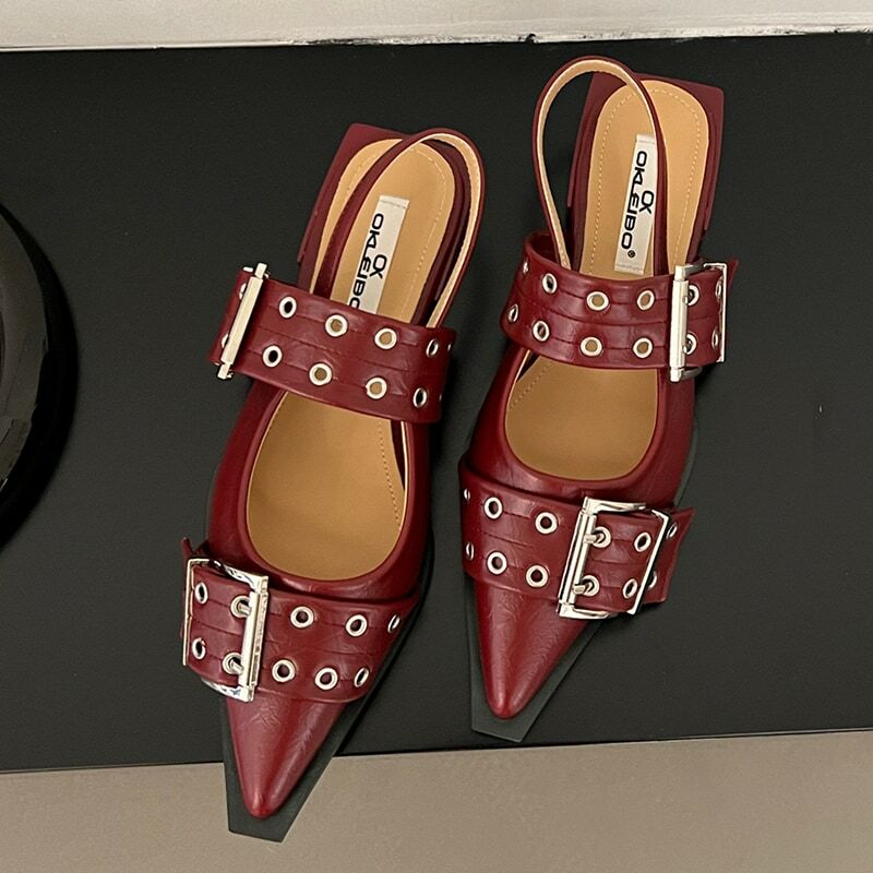 Mary Janes-Chaussures plates pour femmes, Slingback Fashion, Parker pointu, Lolita, Mules, Extérieur, Femme, Luxe, Sandales, Dames, 2024
