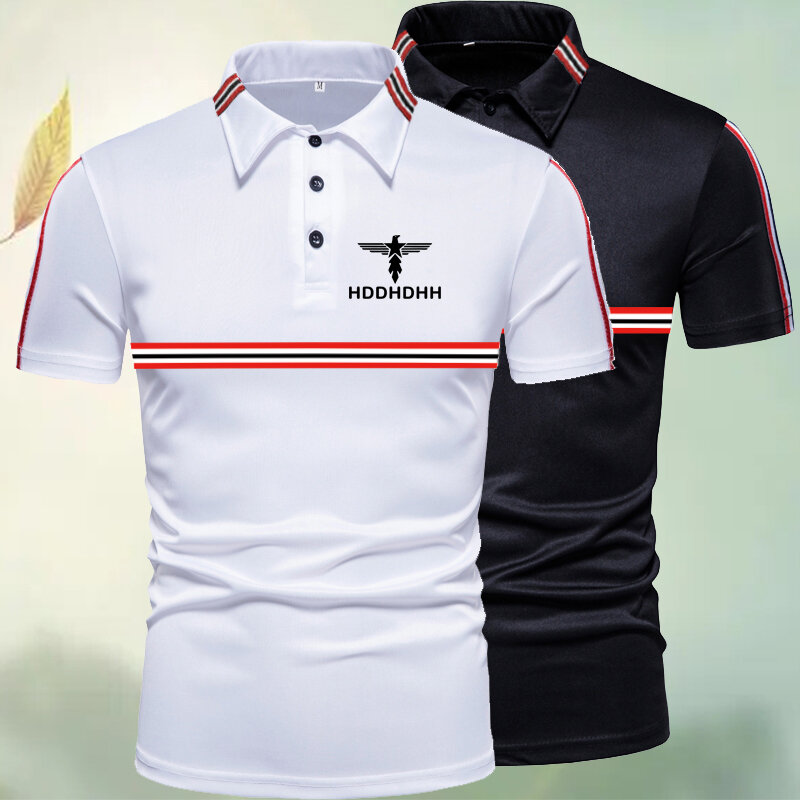 HDDHDHH брендовая Летняя мужская Высококачественная рубашка-поло с принтом, Повседневная футболка с коротким рукавом и отворотом, свободная модная одежда, топ для гольфа