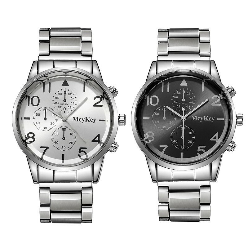 Fashion Business Men'S Quartz Watch Unique Round Dial Digit Wristwatch Stainless Steel Band Watch For Men Relogio