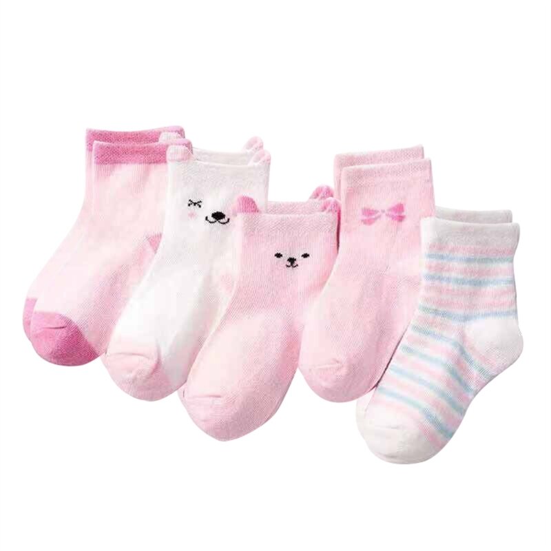 5 pares de meias de tornozelo recém-nascidos não-pular meias confortáveis confortáveis para crianças 0-6y