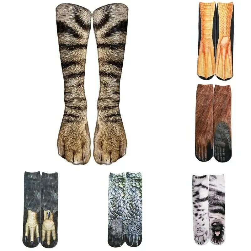 جوارب قطنية مضحكة من جلد النمر للنساء ، جوارب كاواي للحيوانات السعيدة ، جوارب كاحل عالية غير رسمية لطيفة هاراجو ، جوارب حفلات نسائية