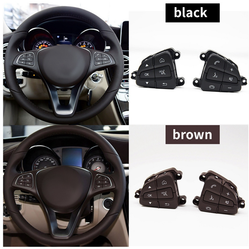 Car MultiFunction Steering Wheel Control Switch Buttons for Mercedes BENZ C GLC Class W205 A0999050200 A0999050300 Brown