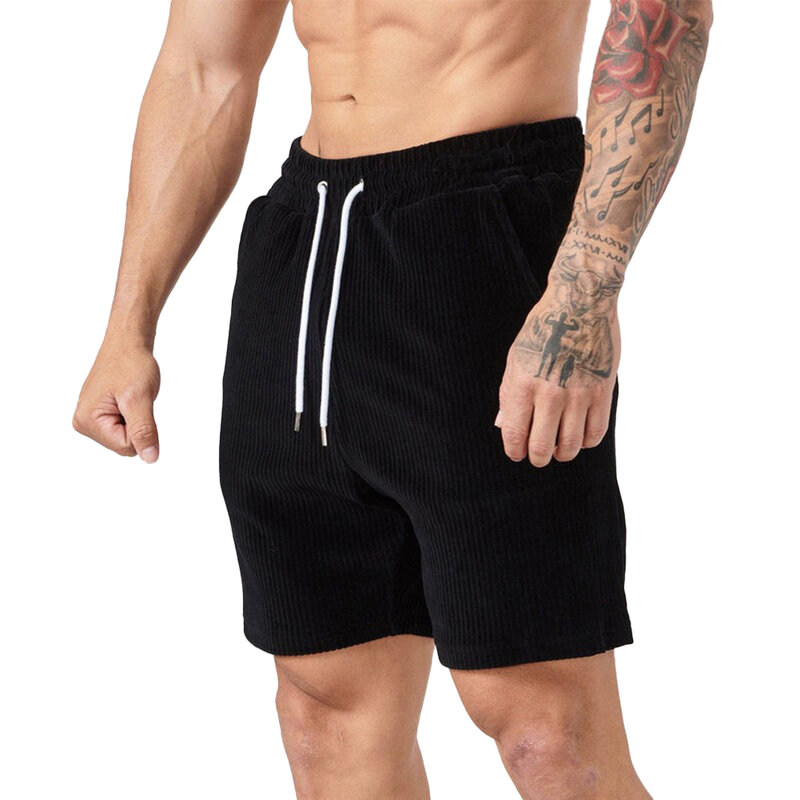 Pantalones cortos deportivos para hombre, pantalón de chándal informal de pana, Color sólido, asequible, nuevo