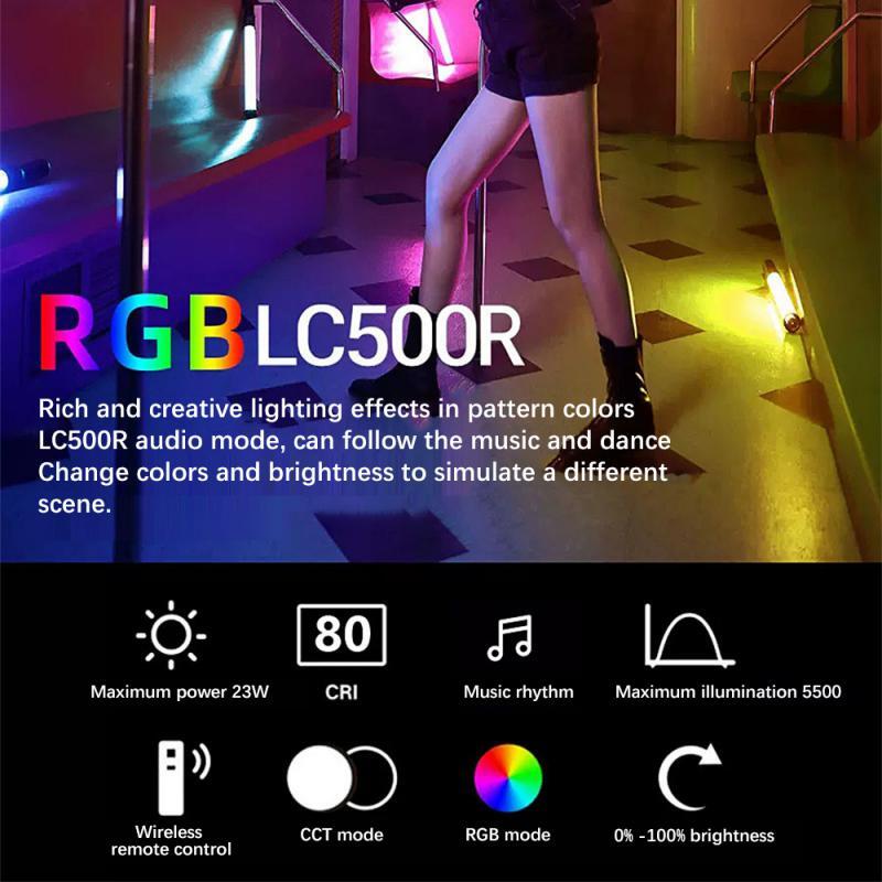 Bâton lumineux vidéo RVB avec trépied, lampe LED colorée, anciers de lumière de remplissage, déterminer le flash, éclairage de photographie, fête