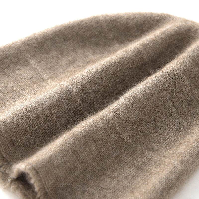 ZYCZCXX-Chapéu de malha de cashmere 100% puro feminino, chapéu de pilha quente, franja à prova de vento ao ar livre, moda inverno, novo, 2023