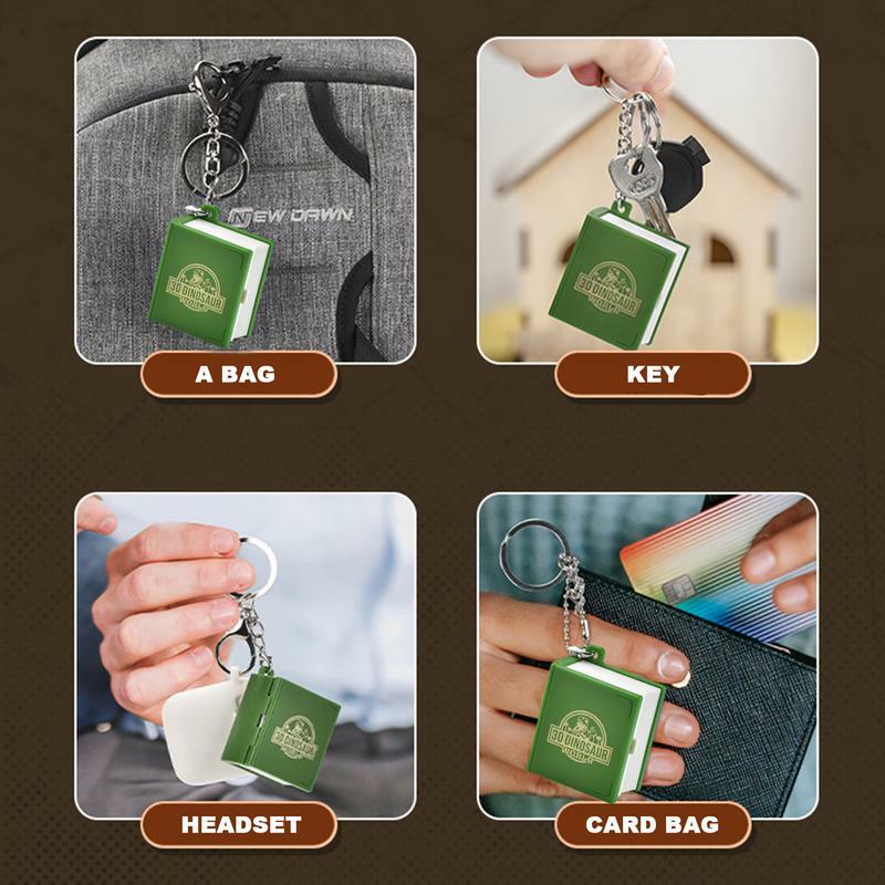 Porte-clés dinosaure livre 3D, jouets mignons, mini porte-clés, décorations pour sac à main, sac à dos