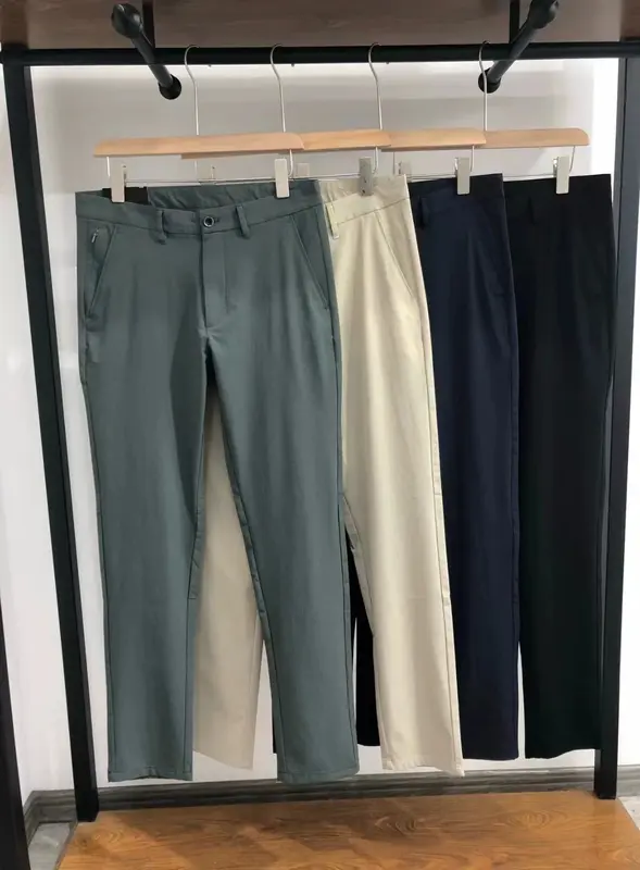 Cytrynowe męskie cienkie szybkoschnące klasyczne czterostronne wiosenne spodnie dresowe na co dzień z ukrytymi kieszeniami na zamek błyskawiczny jednolity kolor dla spodni męskich