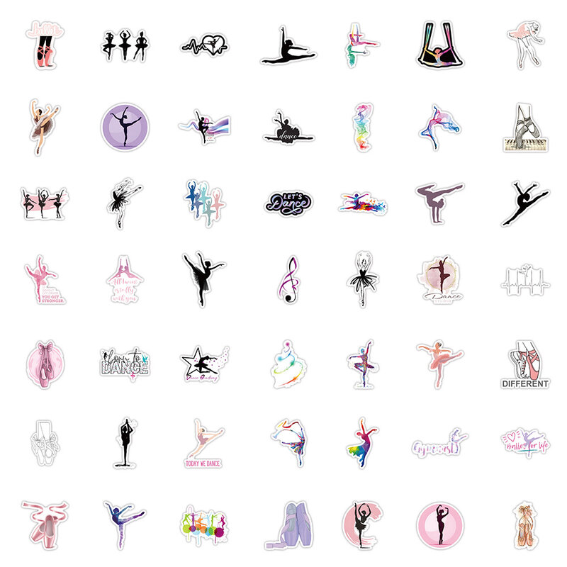 Art Dance Ballet Adesivo Dos Desenhos Animados, Telefone DIY, Laptop, Bagagem, Skate, Decalques Graffiti, Brinquedo Divertido para Crianças, 10 Pcs, 30 Pcs, 53Pcs
