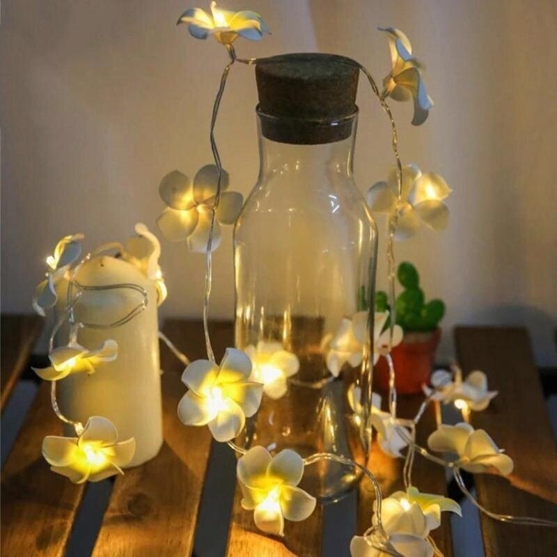 Creative Diy Frangipani Led String Lights Aa Battery Floral Holiday Lighting Event Party Garland Bedroom Decoration