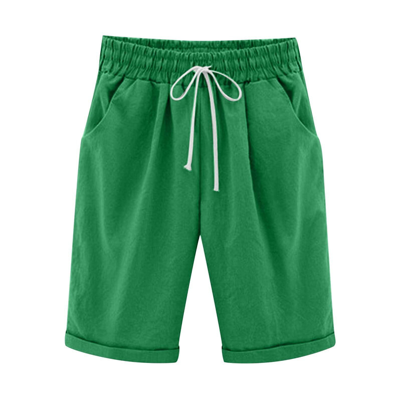 Pantalones cortos de verano para mujer, Bermudas holgadas informales, deportivas, elásticas, de algodón, de pierna recta, transpirables, talla grande 4XL