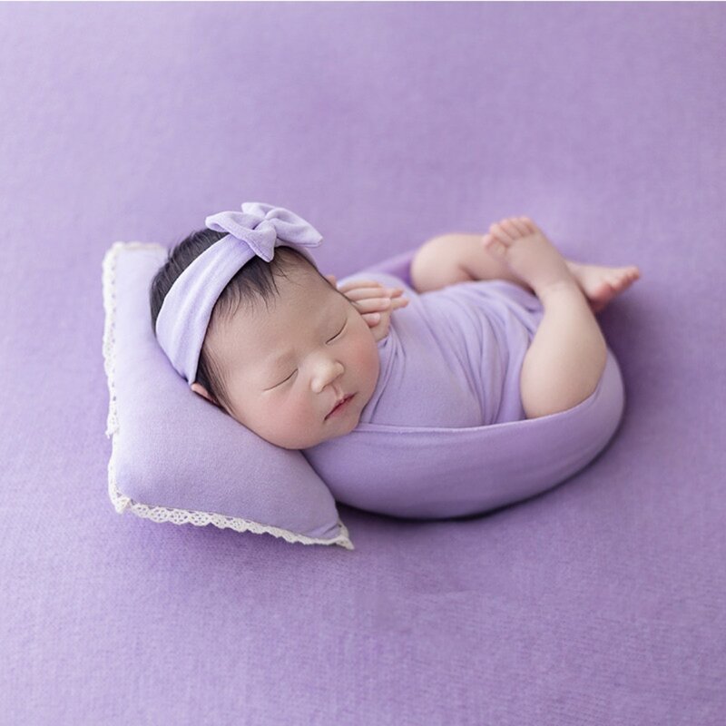 Baby Pillow Wrapped with Headwear Photography Props Newborn Full Moon Photo Commemorative Accessories Children's Birthday Gifts