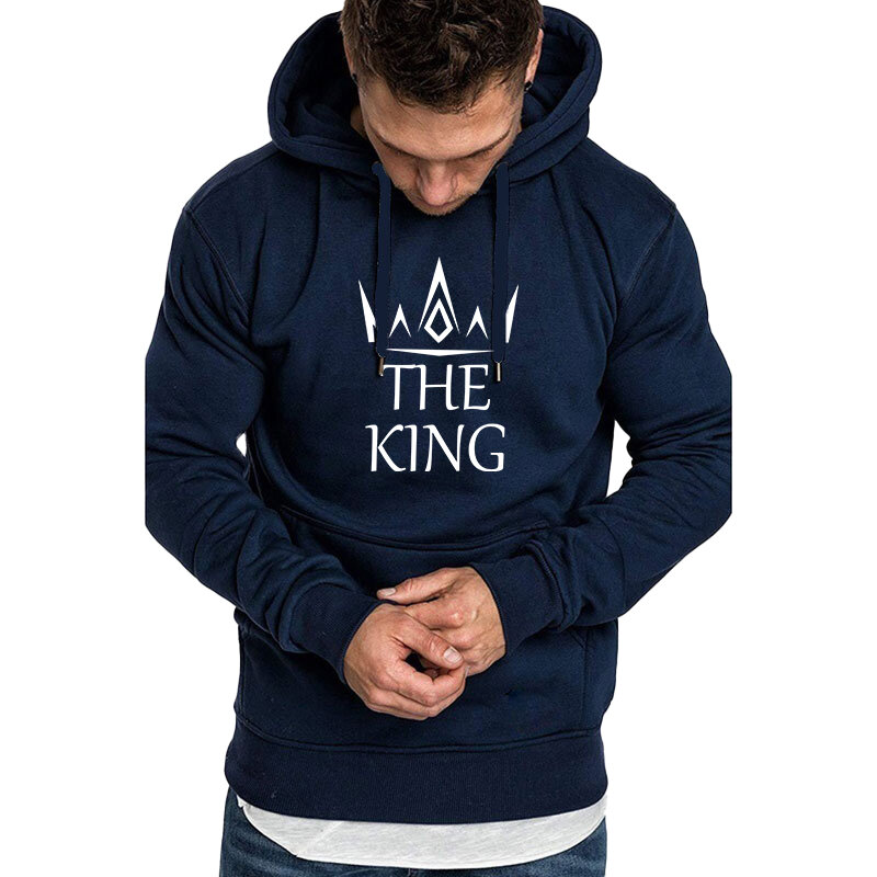 Men's solid color printed hoodie fashion pullover hoodie outdoor casual jogging hoodie personality pullover