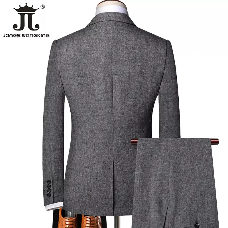 S-5XL-Conjunto de 3 piezas para hombre, chaqueta, chaleco y pantalones a cuadros, traje Formal ajustado de negocios, estilo clásico, a la moda, para novio y boda