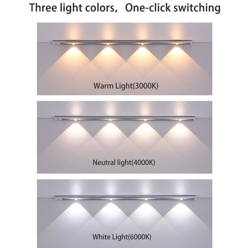 Ultra Thin LED เซ็นเซอร์ตรวจจับการเคลื่อนไหว Wireless Night Light USB LED ถังแช่ไวน์สำหรับตู้ครัวตู้เสื้อผ้าในห้องนอนในร่ม