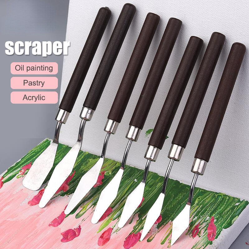1-7Pcs Stainless Steel Spatula Kit Palette Gouache Supplies For Oil Painting Knife Fine Arts Painting Tool Set Flexible Blades