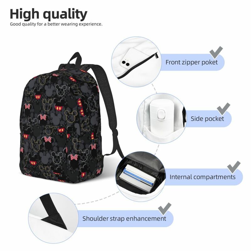 Custom Mickey Mouse Art Cartoon Laptop Backpack Men Women Fashion Bookbag for College School Students Bag