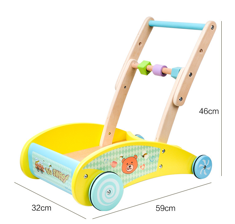 Drewniane chodzik dla dzieci zabawki dla dzieci uczących się chodzić z klockami zabawki edukacyjne dla dzieci od 10-24 miesięcy