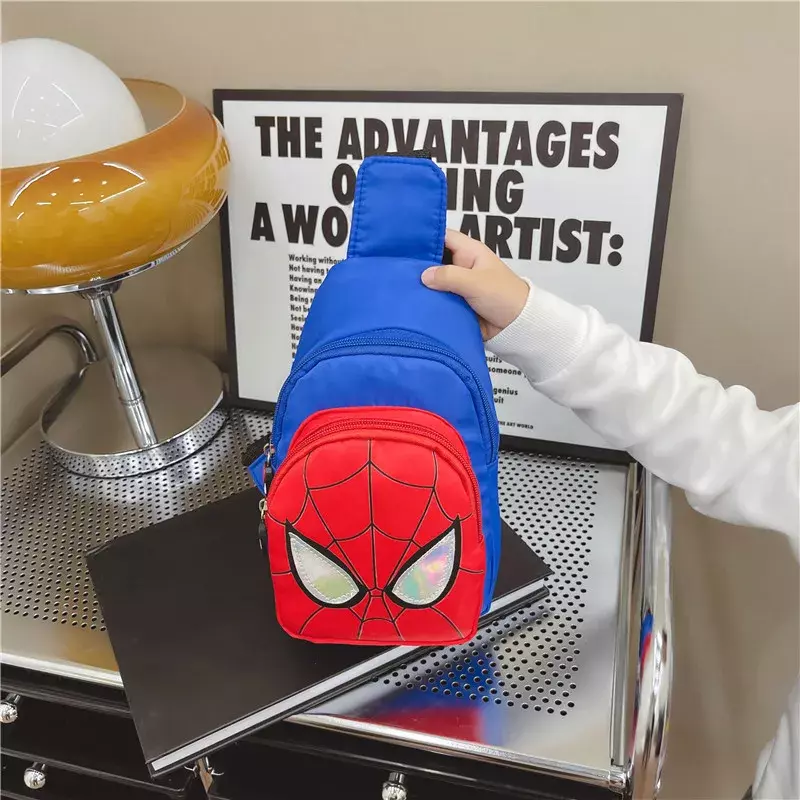 Tas dada Spider-Man Anime, tas selempang satu bahu motif kartun untuk pria, tas pinggang hadiah bayi anak laki-laki