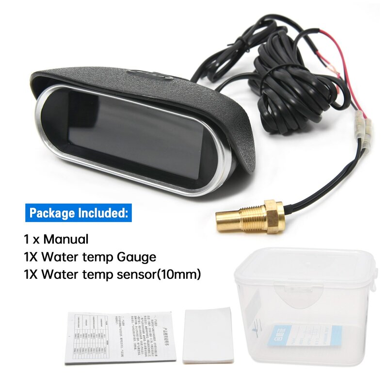 Medidor de temperatura del agua para coche, 2 en 1, LCD, Sensor de temperatura del agua, voltímetro de 10mm, voltaje Digital Horizontal, 12v, 24v, accesorios
