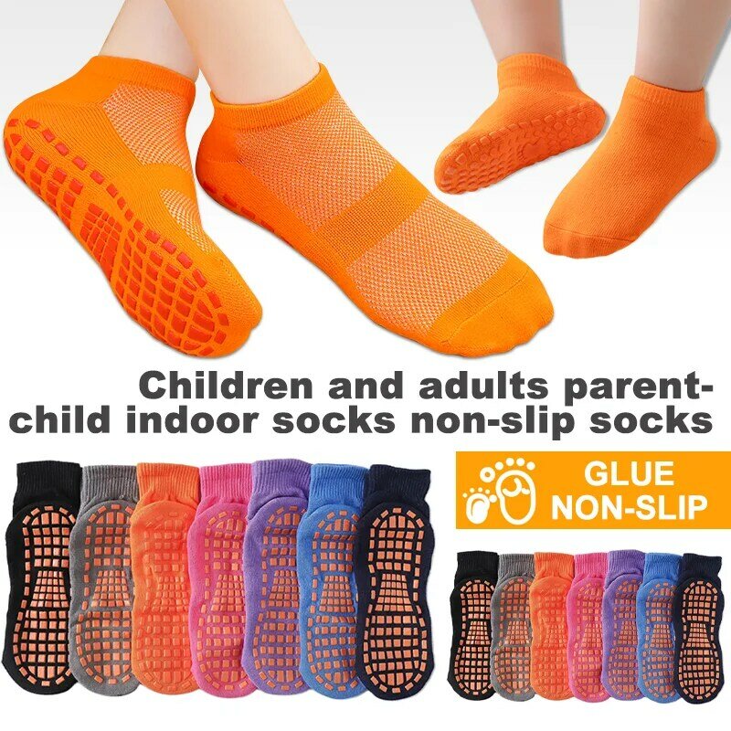 1 пара; Модные короткие силиконовые точки детские Нескользящие хлопковые батут футбольные спортивные носки для детей и взрослых, детские Нескользящие носки-тапочки носки для девочек