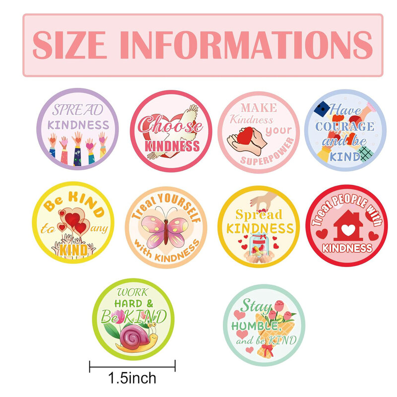 1.5inch Be Kind Labels Positive Affirmation Phrase Message Stickers Inspirational Motivational Sayings Encouraging Labels 200pcs