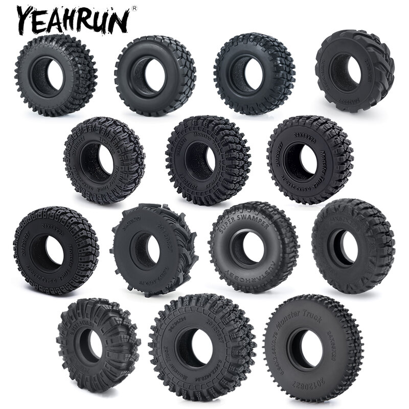 YEAHRUN-neumáticos de goma suave para coche teledirigido, 4 piezas, 1,0 pulgadas, 50/54/58/62/64/65mm, para TRX-4M 1/18 Axial SCX24 1/24 RC Crawler, piezas de actualización
