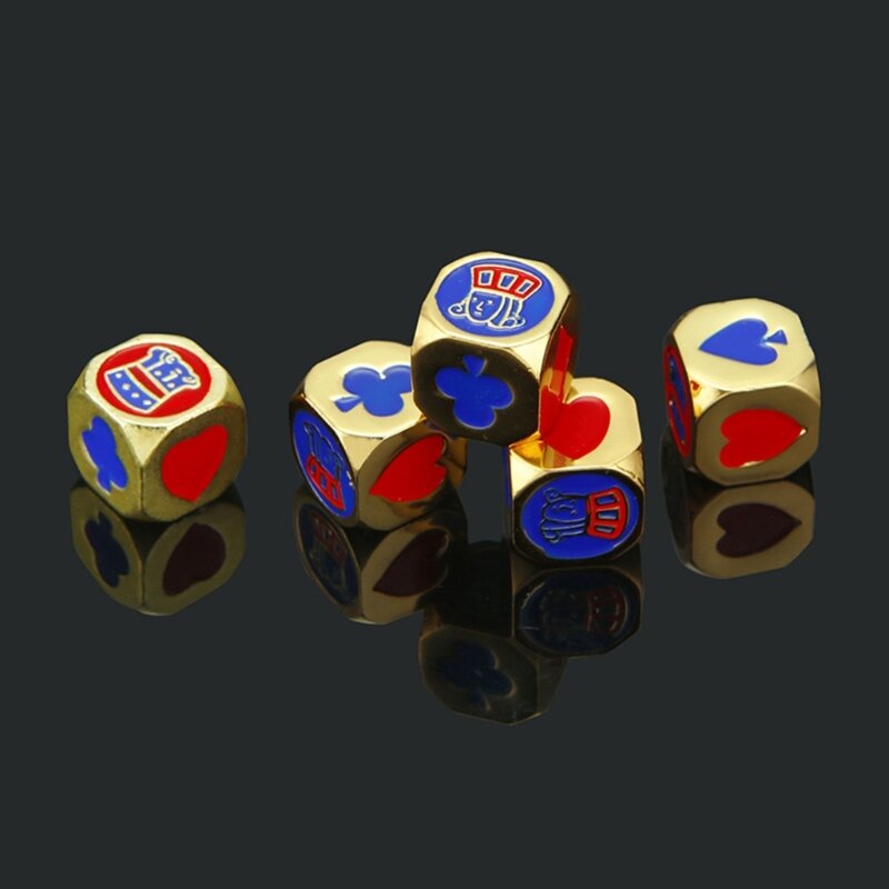 4 Pieces Table Game Dice Poker Games Dices Gold Dices Solid Metal Dices Board Game Acessorios for Table Games Poker Gift