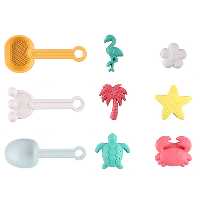 12 Pieces Beach Toys Sand Toys Set with Beach Bucket 6 Sand Molds Watering Can Shovels for Toddlers Kids Outdoor Toys