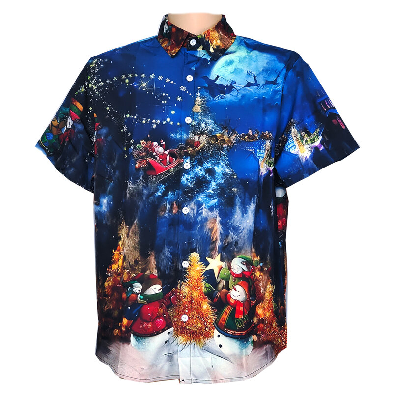 HDDHDHH hawaiana-Camiseta de manga corta para hombre, camisa informal con estampado navideño en 3D, Tops holgados de marca para primavera y verano