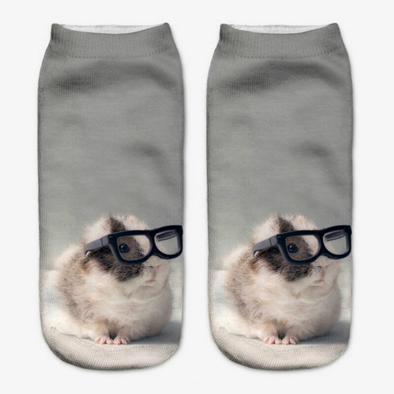 Nova moda pinting mouse totoro meias 3d impresso engraçado kawaii feminino bonito animal fitness hamster sokken dropship