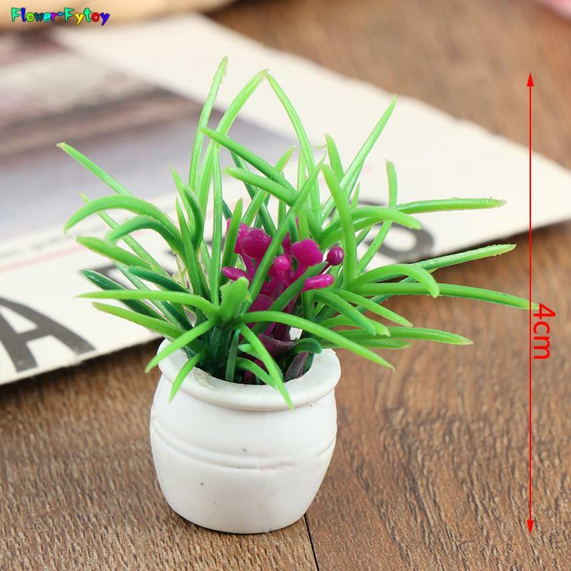 Miniature Green Plant Pot, Móveis, Acessórios para Decoração, 1:12 Dollhouse, 1Pc, 5Pcs