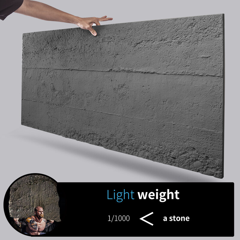 Art3d 4PCS Cement Texture 3D Wall Panels, PU Wall Panels for Interior Home Decor, 24 x 48inch, Dark Grey