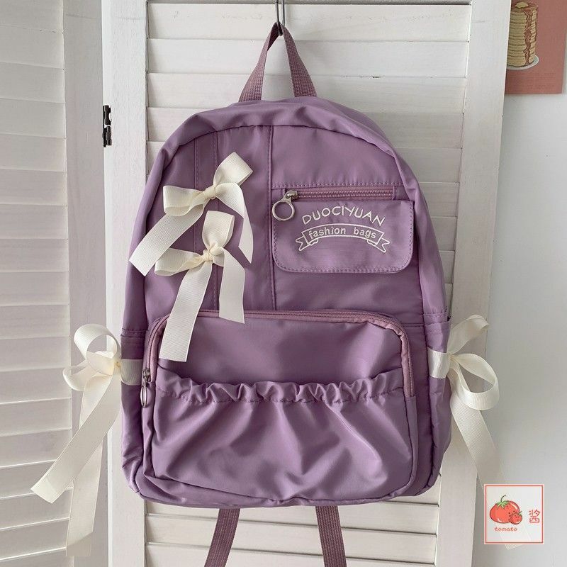 Универсальный рюкзак с милым бантом для женщин, повседневный школьный ранец в японском стиле Лолита на молнии с мягкими ручками для студентов колледжей