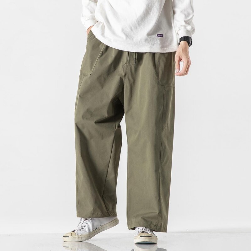 New Summer Men’s Harem Pants Solid Elastic Waist Hip Hop Ankle-Length Pants Men Loose Casual Drawstring Trousers Man Streetwear