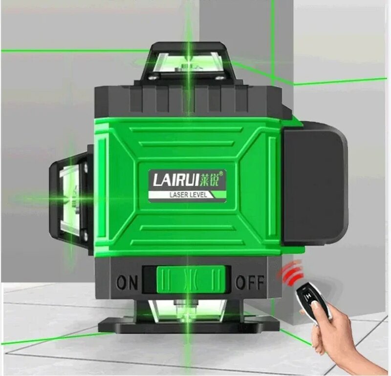 Presisi tinggi 360 ° instrumen Level Laser pelevel mandiri dengan baterai 3000mAh Laser hijau kekuatan tinggi 3D/4D 12/16 garis Laser Vert