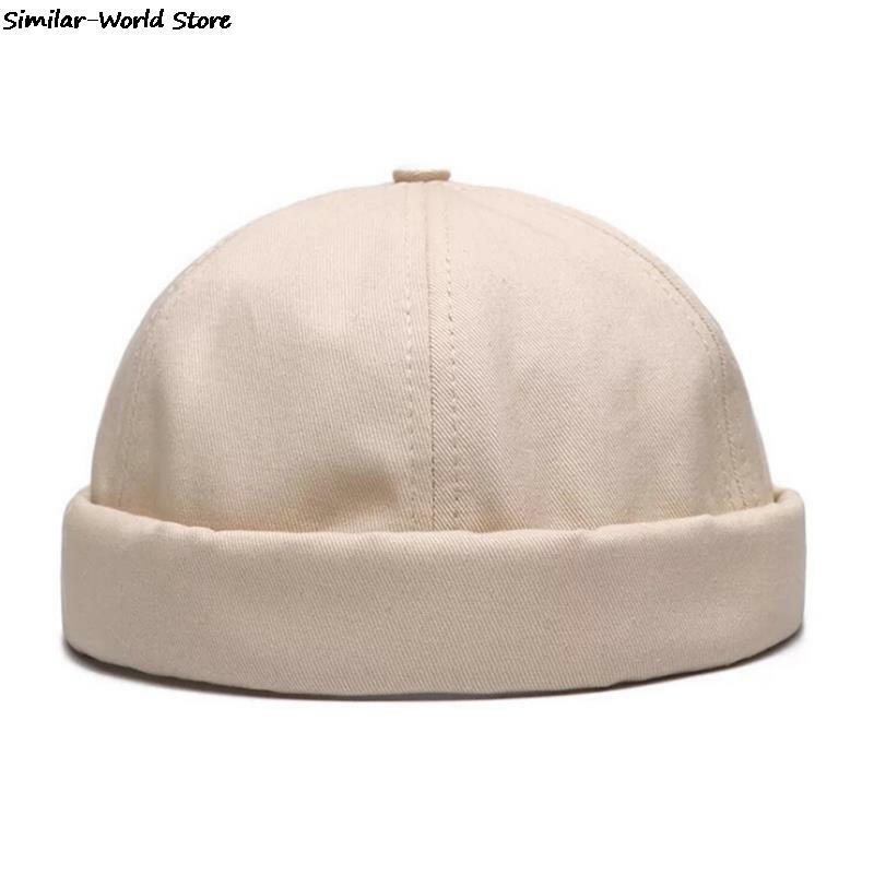 Chapéu de cúpula vintage unisex sem brimless gorro boné cor sólida tendência yuppies docker chapéu chapéu de inverno ajustável gorro