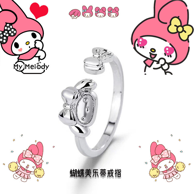 Kuromi Cartoon Kitty Cat Ring, Couple Ins Student CP Style Bestie, presente ajustável para namorada